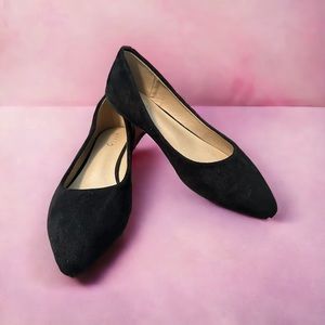 Black Faux Suede Flats